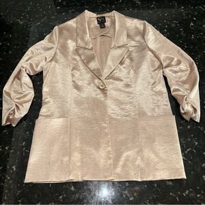 Serena Williams Signature Holiday Ruched 3/4 Sleeve Shimmery Champagne Blazer L